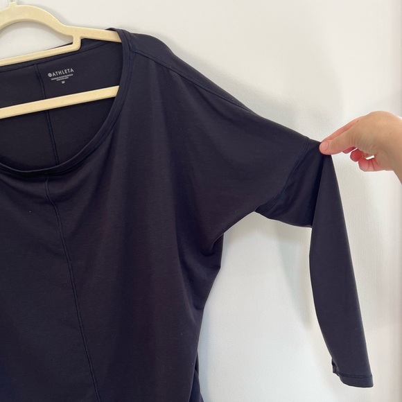 Athleta Essence Flow Top in Black, Boat Neck Long Sleeve Lightweight, M - Picture 5 of 8